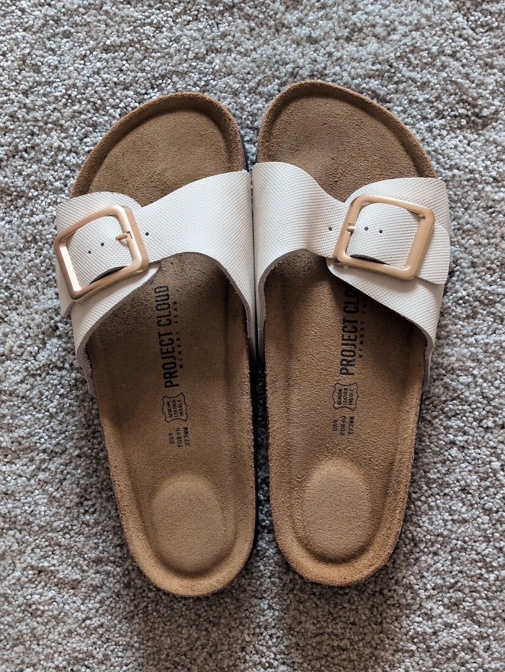 Project Cloud Cream Slide Buckle Sandals Size 9